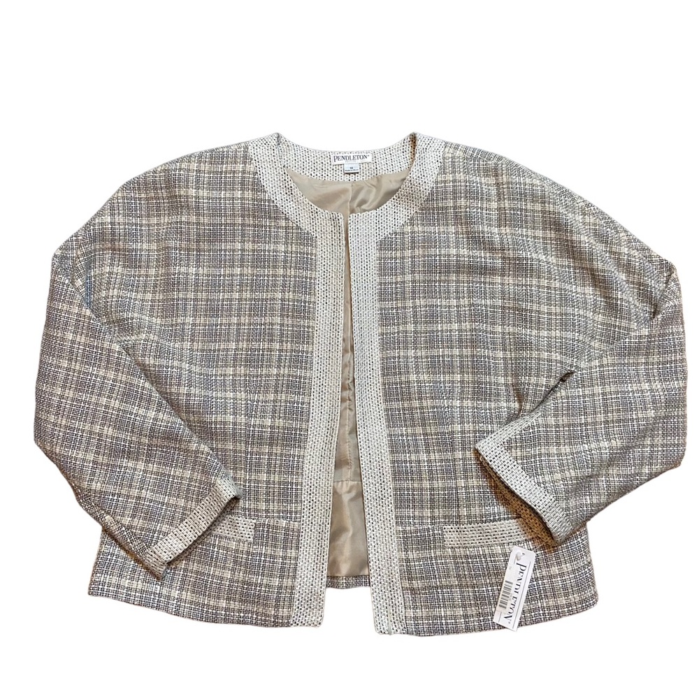 Pendleton Plaid Blazer in Gray and Cream